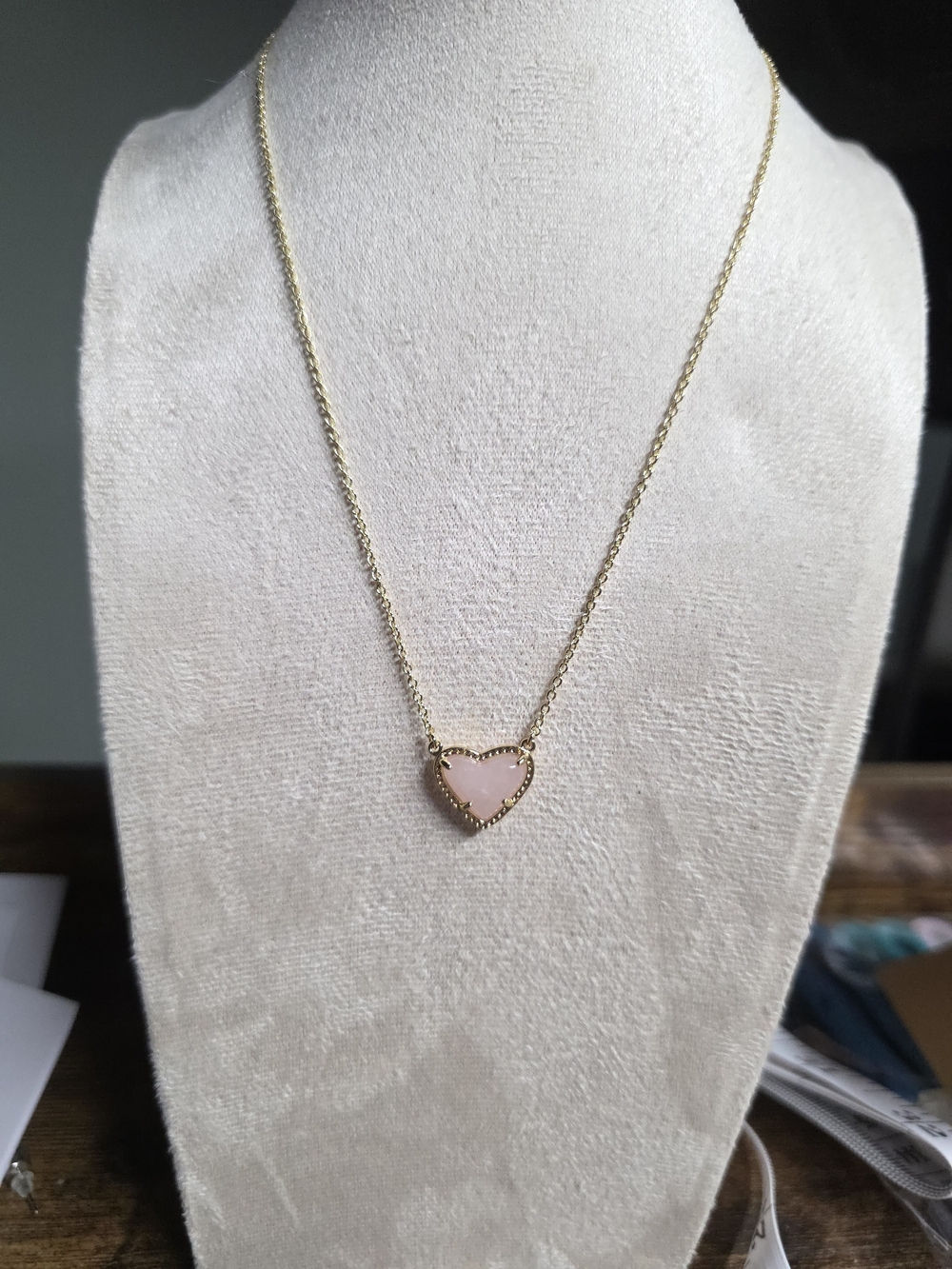 NWT Kendra Scott Gold Necklace with Pink Heart Pendant